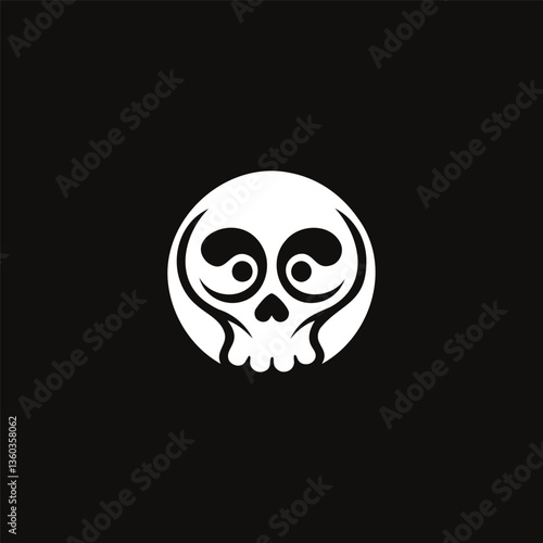 Skull Yin Yang Logo. Creative skull logo
