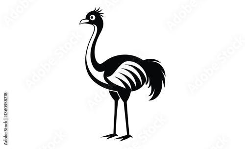 Ostrich emu bird silhouette, Emu silhouette vector, ostrich emu bird vector illustration