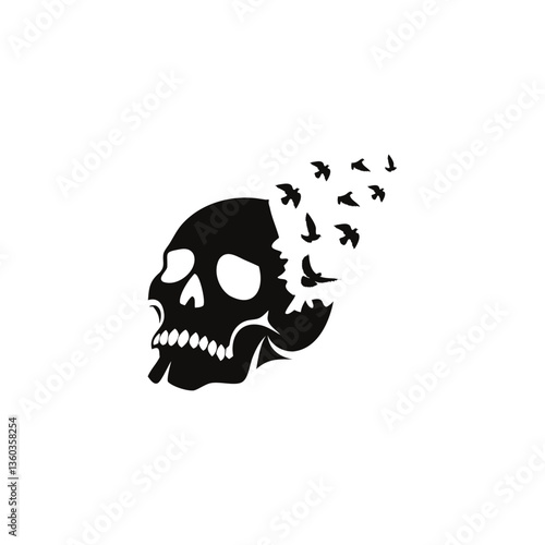 Freedom Skull Logo. Unique skull emblem design