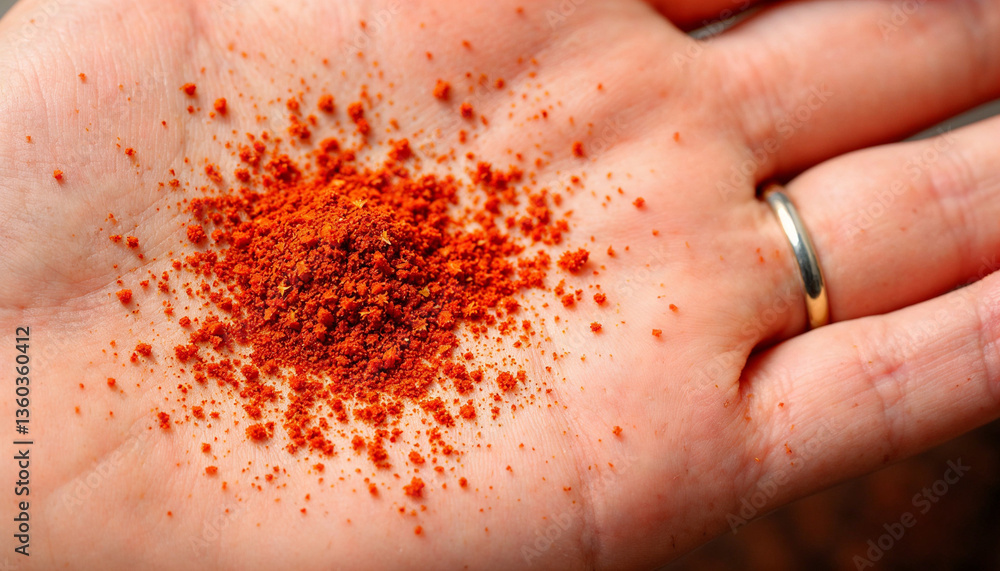 Fototapeta premium Cayenne pepper HD image. Cayenne pepper on palm image background