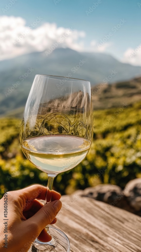 Fototapeta premium Immersive Slow Travel Artisanal Wine Experience in Sicilian Volcanic Terroir - Millennial Gastronomic Exploration and Sustainable Luxury Tourism