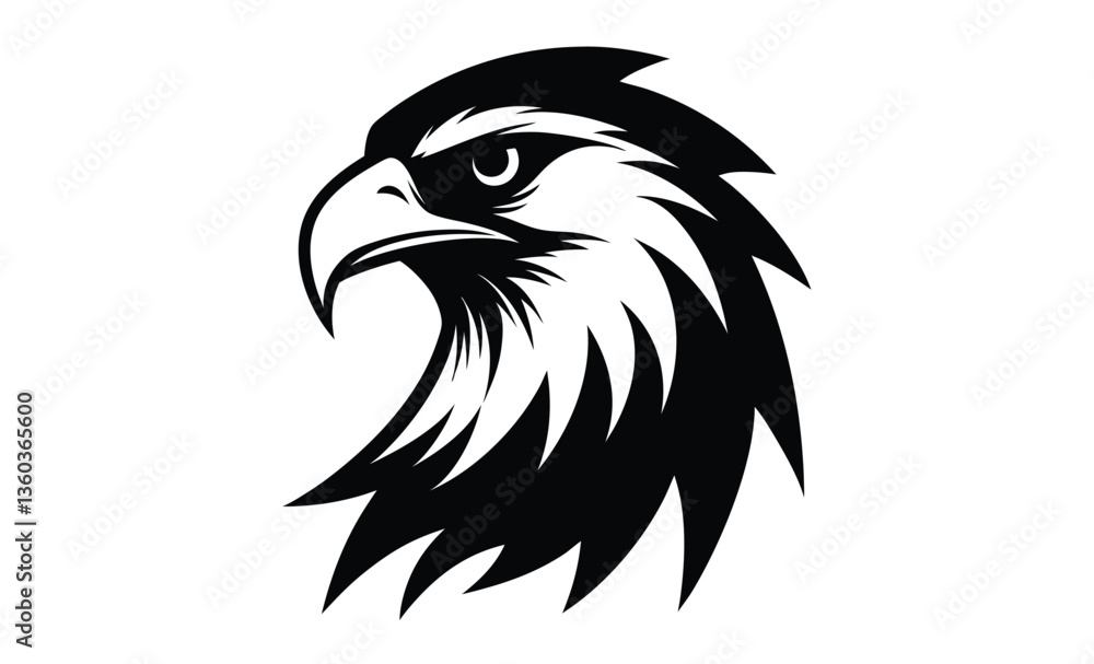 Obraz premium Eagle hawk head silhouette, eagle head vector silhouette, hawk head silhouette vector 