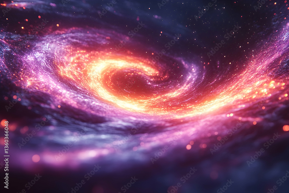 Obraz premium Vivid cosmic swirl of stars and gas in a distant galaxy, showcasing vibrant colors and depth