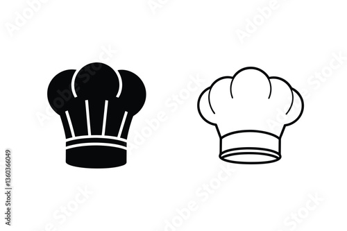 Culinary Chef Hats Black, White, Icon, Silhouette, Design, Food, Cooking, Restaurant, Kitchen, Graph