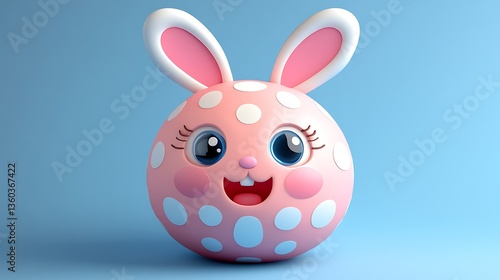 A cute polka dotted bunny face with big adorable eyes