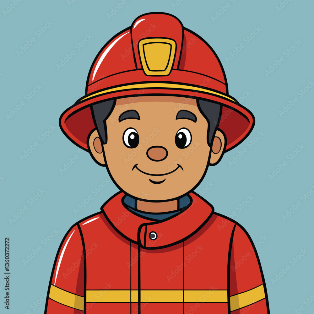 Cartoon Firefighter Illustration. Brave Hero in Uniform Cartoon Firefighter Illustration. Brave Hero in Uniform
