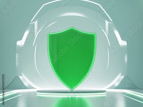 Futuristic background green shield center is made up Abstract digital.