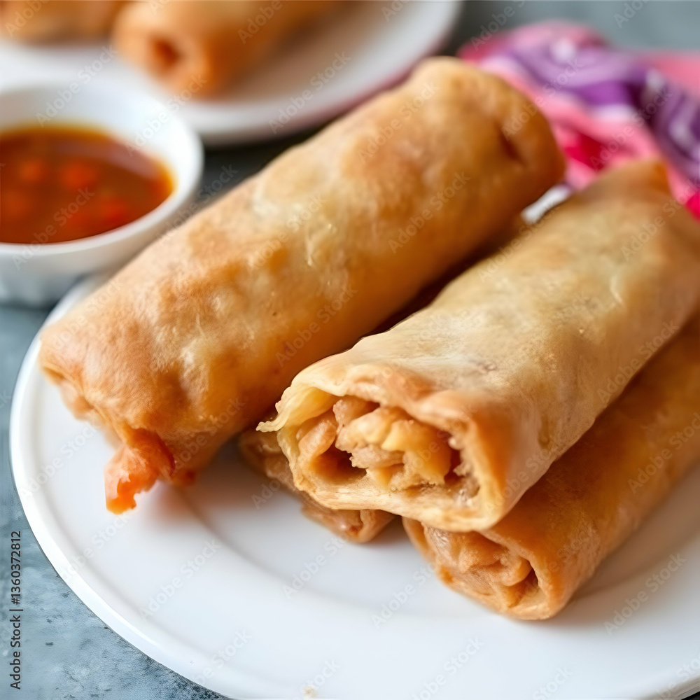 Fried Spring Rolls with Sauce Fried Spring Rolls with Sauce