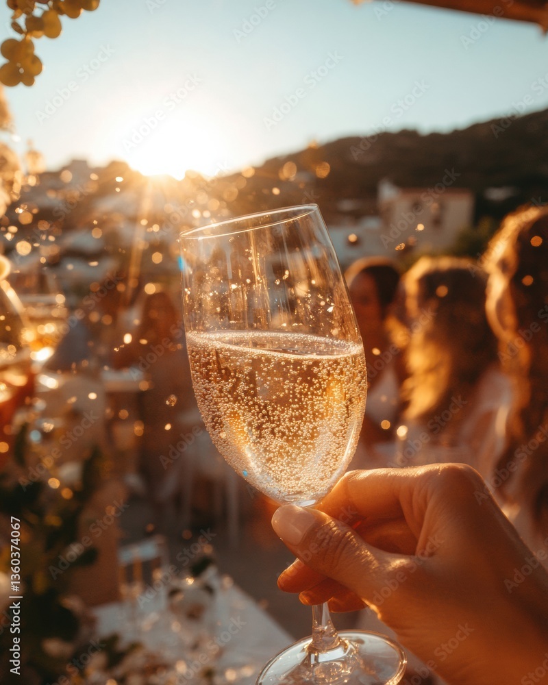 Fototapeta premium Golden Hour Vaisakhi Wine Tour Sparkling Celebration of Friendship, Harvest Wellness, and Sustainable Lifestyle Experiences for Modern Social Connections