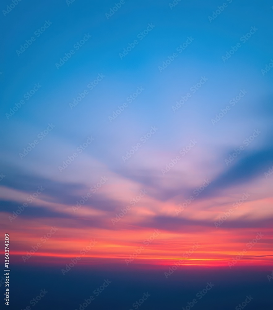 Obraz premium Soft blue twilight sky merging with warm sunset hues, peaceful serene heaven, wonder, atmosphere, landscape