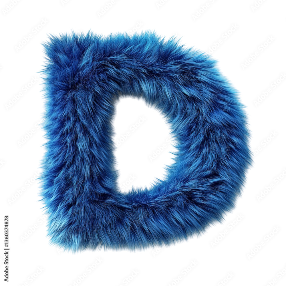 Fluffy Blue Fur Letter D Alphabet Texture Design Fluffy Blue Fur Letter D Alphabet Texture Design