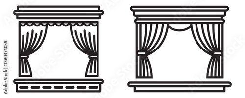 Elegant Window Curtain Icons  Classic Drapery & Stage Curtains Collection
