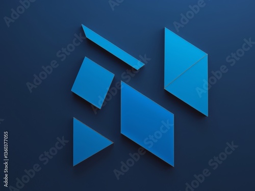 Abstract digital art piece dark blue background It geometric polygonal.