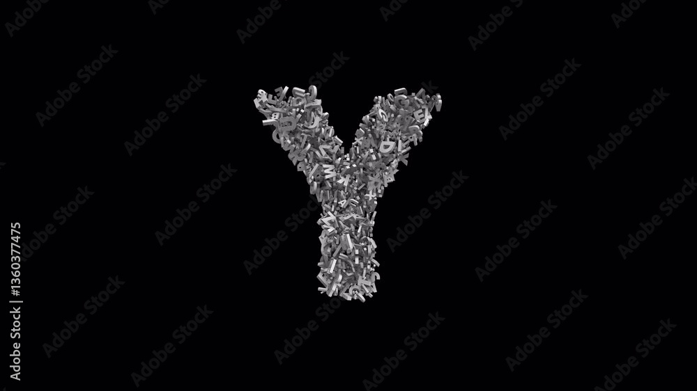 Letter Y Made of Letters with Alpha Channel. 3D Font. Alphabet Letter Animation. Transparent Background Letter Y Made of Letters with Alpha Channel. 3D Font. Alphabet Letter Animation. Transparent Background