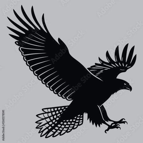 a hawk with talons extended, ready to strike silhouette vector design art and illustration