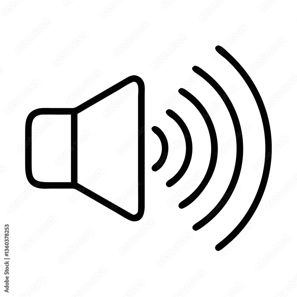 Audio speaker emitting sound waves in a minimalist style Audio speaker emitting sound waves in a minimalist style