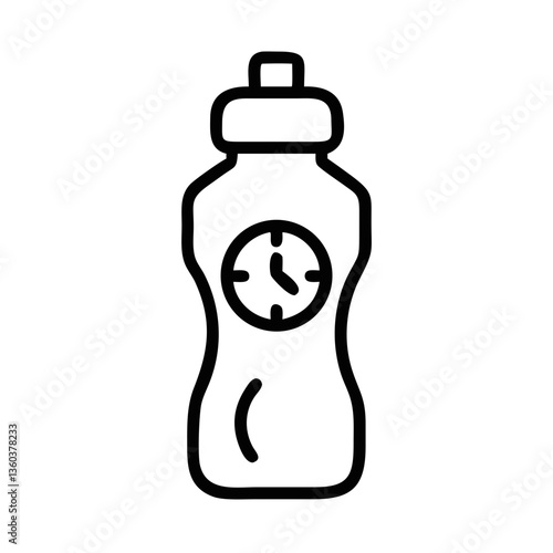 Water Bottle with Time Indicator Lines in Minimalist Style  