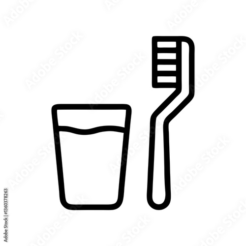 Toothbrush and Cup Icon Representing Hygiene Routine  