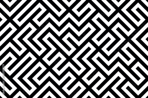Obraz na płótnie Black and white bold maze tile pattern design w salonie
