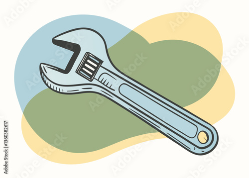 Adjustable Wrench. Hand Tool for Mechanical Work