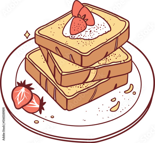 Delicious French Toast with Strawberries and Whipped Cream