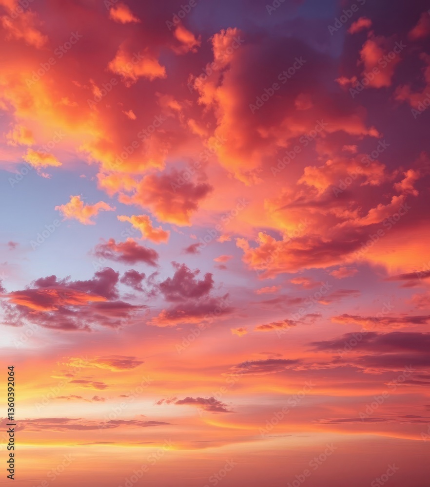 Fiery orange and purple clouds blaze across a vast, twilight sky, wallpaper, twilight Fiery orange and purple clouds blaze across a vast, twilight sky, wallpaper, twilight