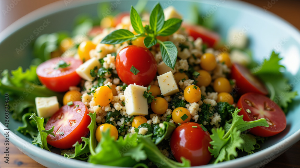 colorful tabouleh salad closeup, colorful tabouleh salad closeup,