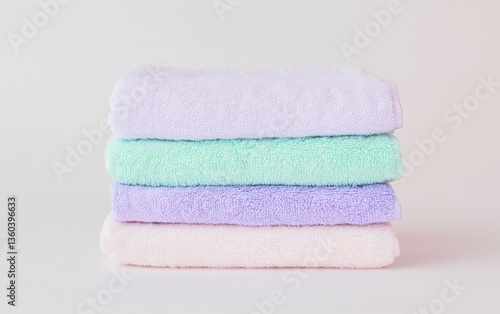 Soft Pastel Towels Stacked Neatly for Relaxation