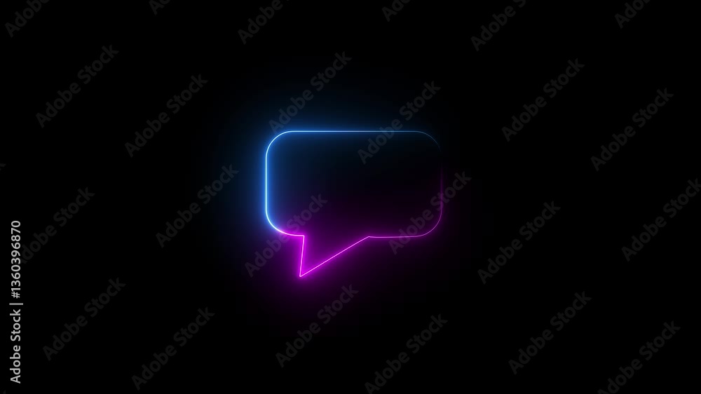 glowing neon message box icon animation video.Messages icon animation .