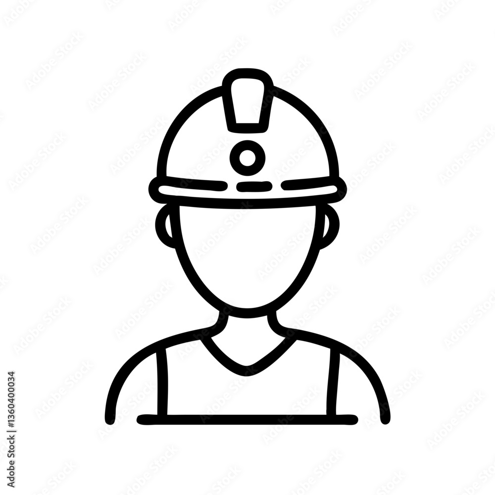 Miner icon wearing hard hat on transparent background Miner icon wearing hard hat on transparent background