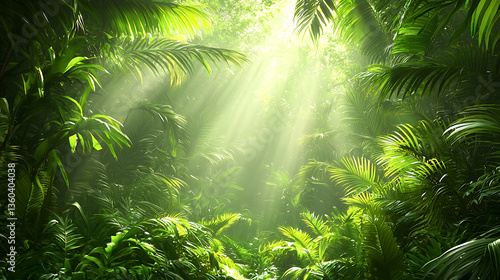 Vibrant jungle scene symbolizing life and abundance in a tropical rainforest