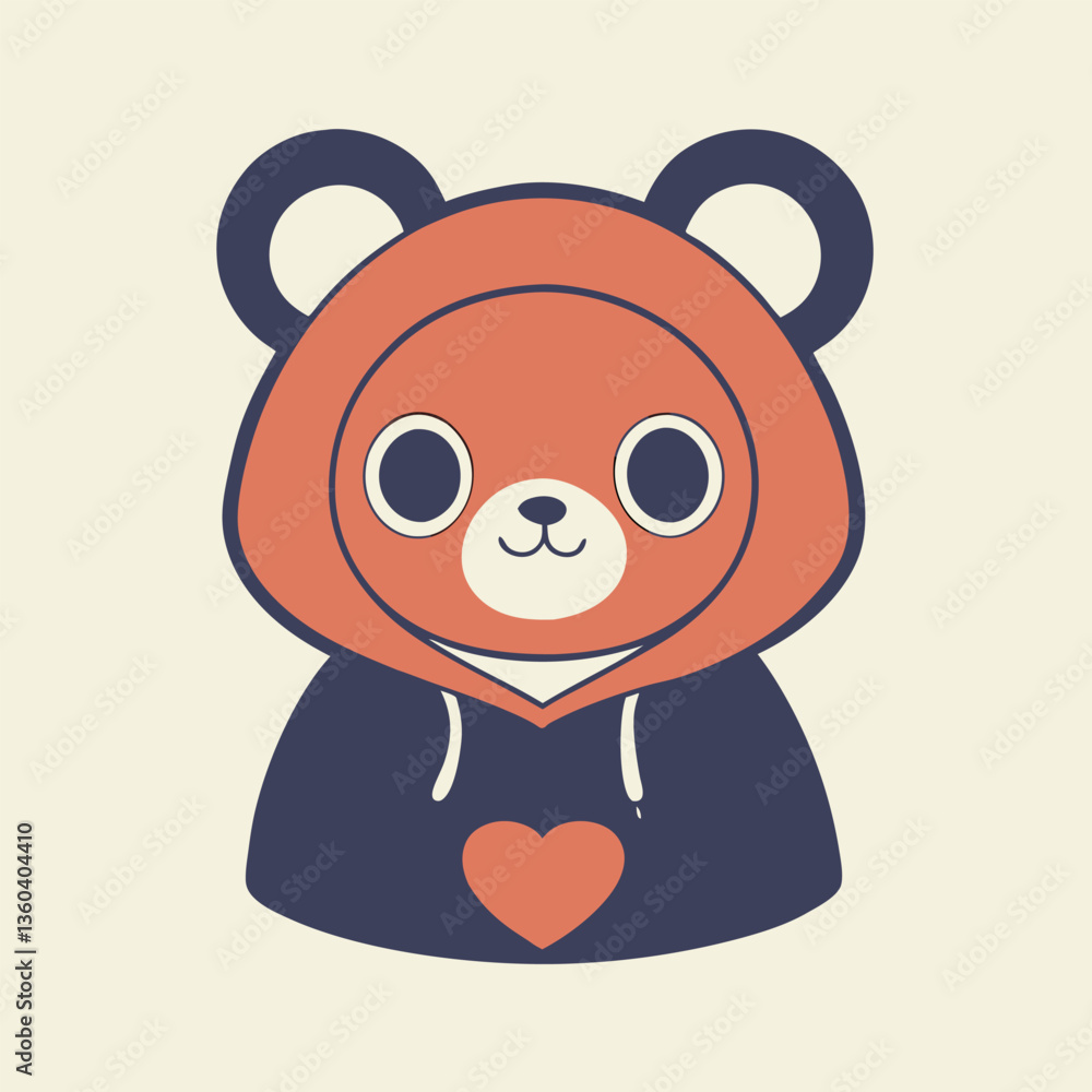 Cute brown teddy bear holds a red heart, a sweet valentine's day gift Cute brown teddy bear holds a red heart, a sweet valentine's day gift