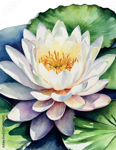 Water lilies or lotuses watercolor, Painting Art of flowers on water