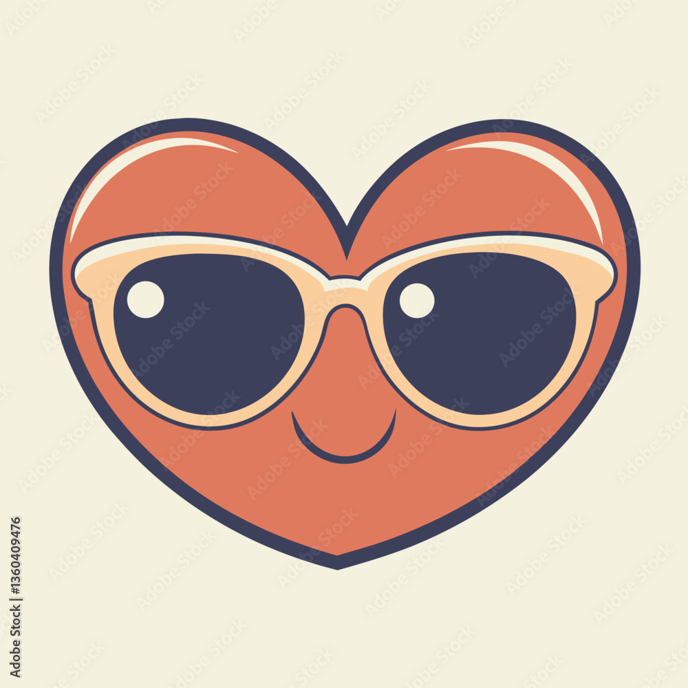 A cartoon heart face with heart-shaped glasses, a fun love symbol A cartoon heart face with heart-shaped glasses, a fun love symbol