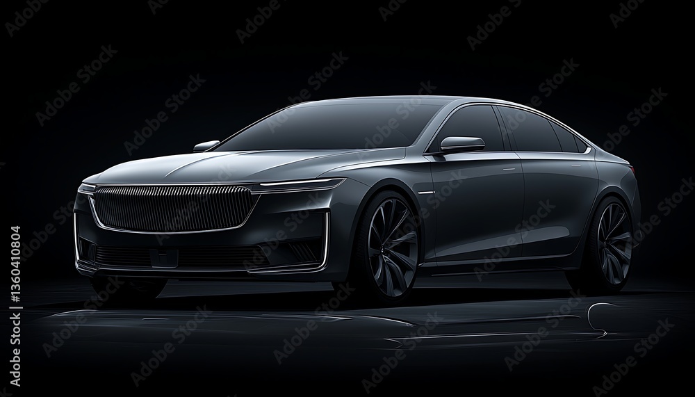 Sleek Electric Sedan with Dark Studio. Sleek Electric Sedan with Dark Studio.