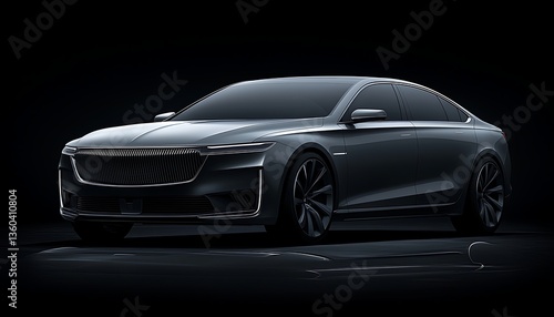 Sleek Electric Sedan with Dark Studio.