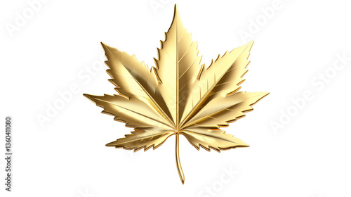 Gold vector of a Cannabis Leaf , Golden Leaf Elegant Autumn Nature Luxury, Gold Abstract Simplistic Cannabis Leaf Icon 
