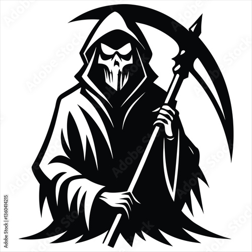 Grim reaper lacrosse sticker icon silhouette vector 