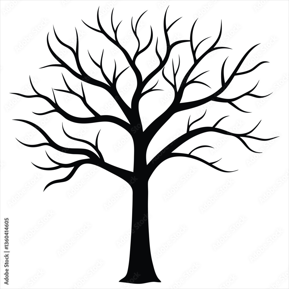 Obraz premium Silhouette vector of a tree with roots and branches