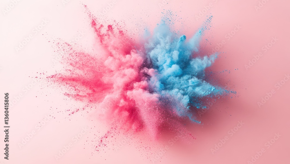 Fototapeta premium Pink blue powder explosion burst. (2)