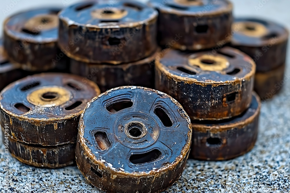 Rusted Discs Outdoor Pile Closeup. Rusted Discs Outdoor Pile Closeup.