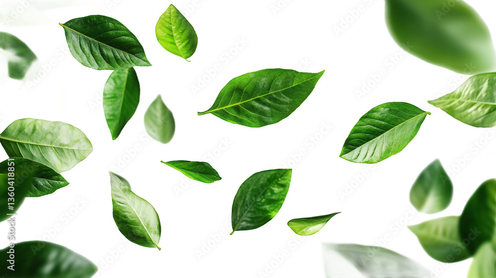 Falling Fresh Green Leaves Background Falling Fresh Green Leaves Background