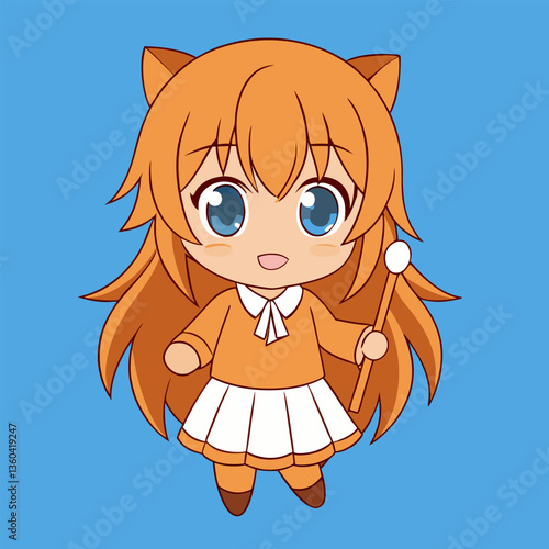 A cute cartoon child smiles with fun, a vector art illustration of childhood happiness