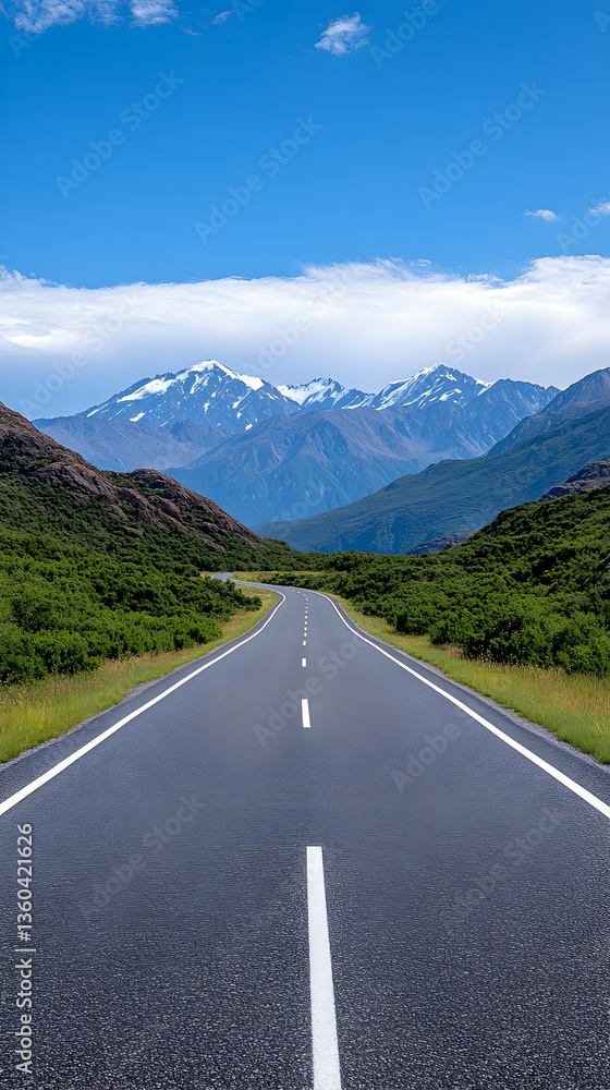 Naklejka premium Scenic mountain road vanishing point