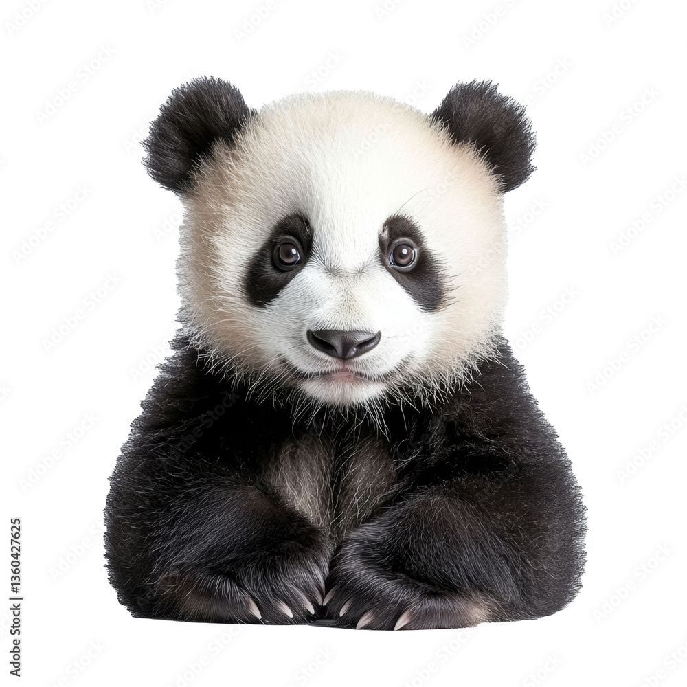cute panda bear looking at camera, isolate on transparent background cute panda bear looking at camera, isolate on transparent background
