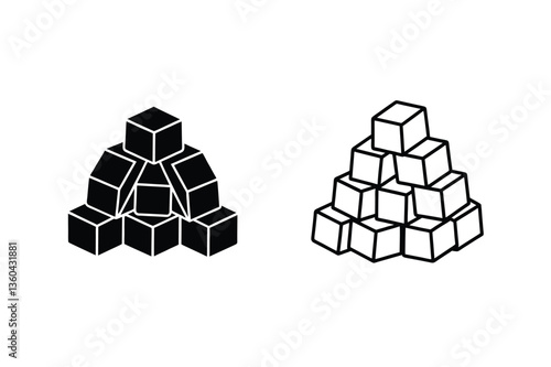 Isometric Cube Stacks Black, White, Geometric Shapes, Design Elements