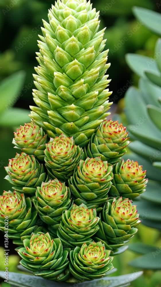 Unique green succulent plant displaying intricate patterns and a vibrant structure in a garden setting during daytime Unique green succulent plant displaying intricate patterns and a vibrant structure in a garden setting during daytime