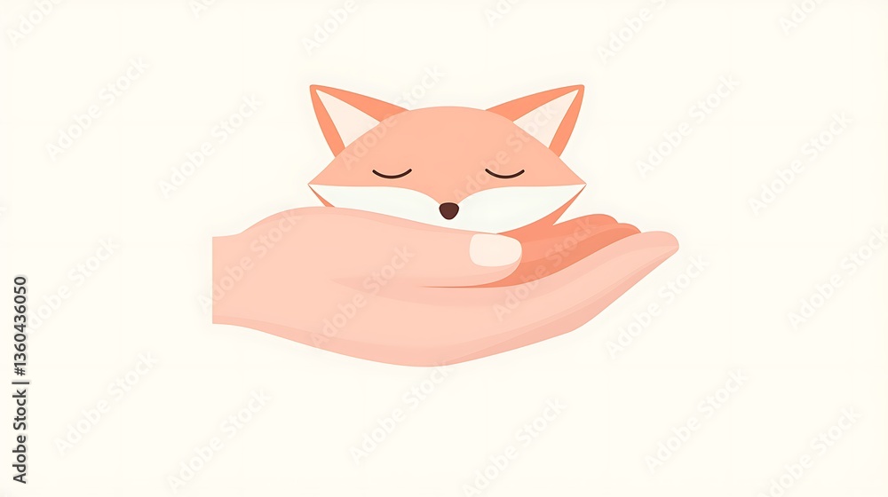 Obraz premium Sleeping fox in caring hands.