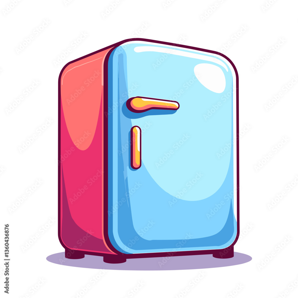 Vibrant mini fridge design on white background, modern home decor