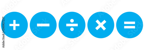 Math icon. Calculator plus minus divide multiply signs collection. Math calculate signs. EPS 10